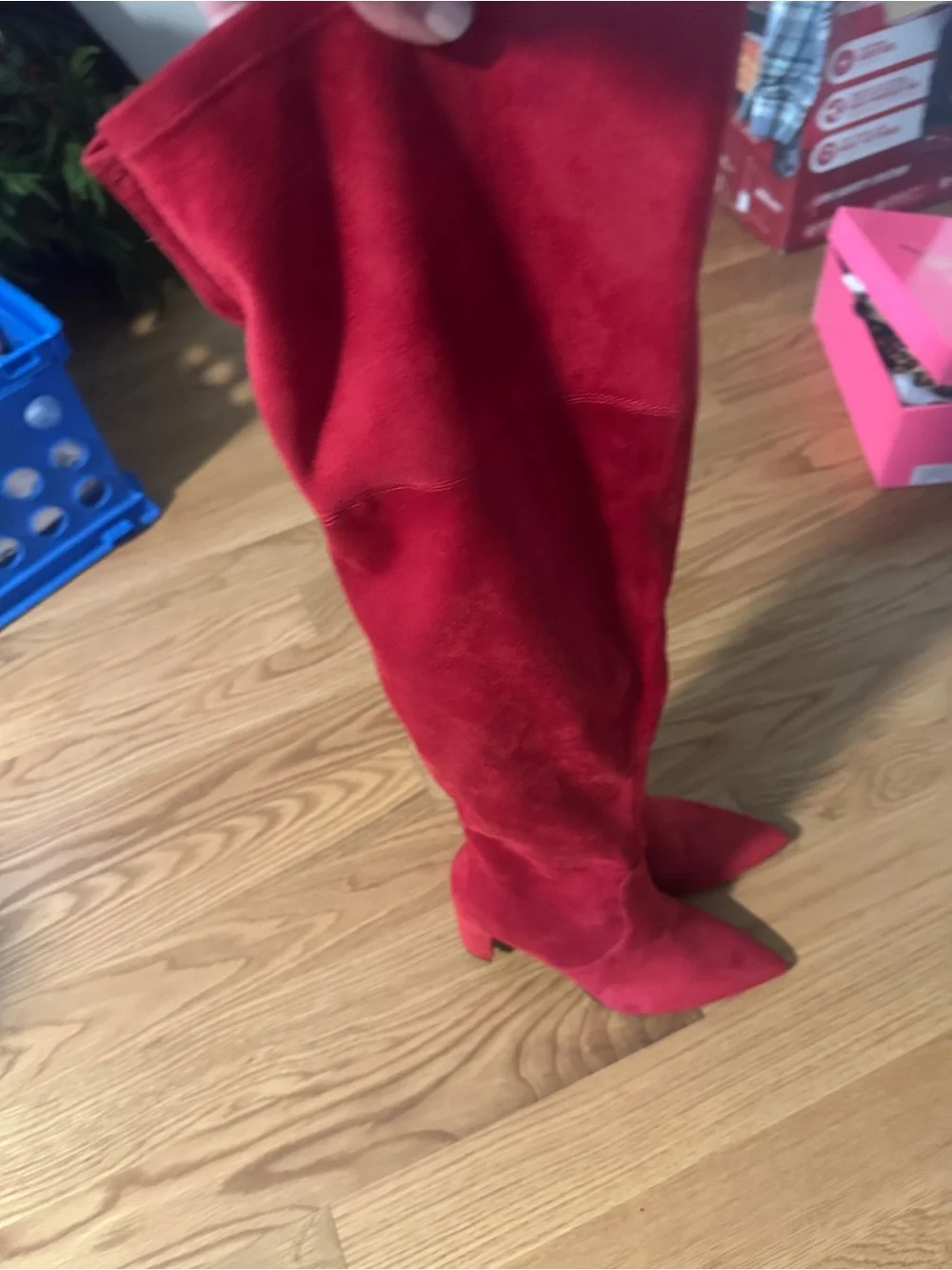 Nine West Red Over the Knee Block Heel Boots